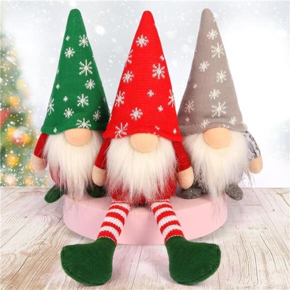 Christmas Gnome Decor Set - 3PCS Plush for Tiered Tray, Holiday Display, Gift - Picture 1 of 8